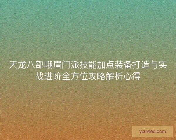 天龙八部峨眉门派技能加点装备打造与实战进阶全方位攻略解析心得