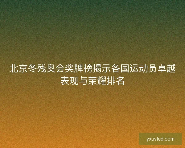 北京冬残奥会奖牌榜揭示各国运动员卓越表现与荣耀排名